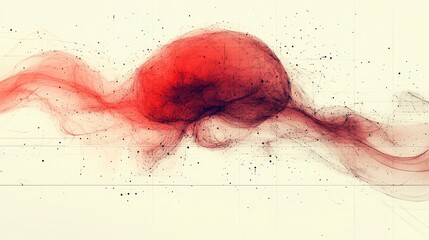 Abstract Red Form with Smoke Trails