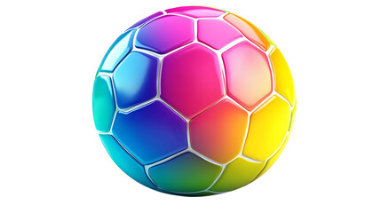 Fototapeta premium Colorful soccer ball with rainbow gradient design. High-quality sports equipment image isolated on white.