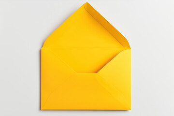 Open yellow envelope on light background