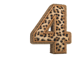 Stylish animal print number four design with fur texture