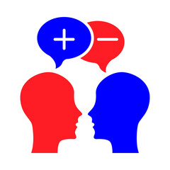 Dispute and Arguments – Two Heads Facing Each Other Representing Debate