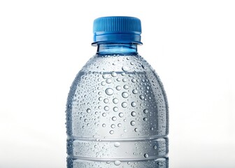 Plastic Water Bottle with Condensation – Isolated on White Background