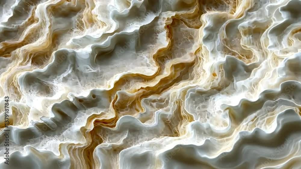 Poster an abstract close-up of a textured tridacna surface resembling flowing waves, with soft white and be