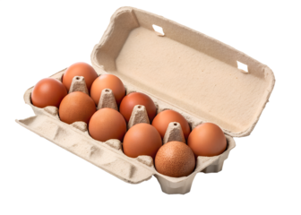 Fresh farm eggs in a carton ready for cooking