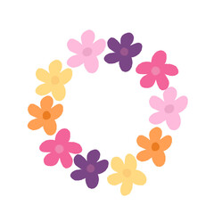 Floral spring summer wreath. Round floral frame with floral arrangements, empty space for text. Trendy greenery in botanical style in rustic style