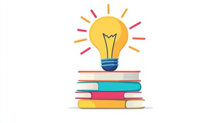 Books and lightbulb symbolizing knowledge