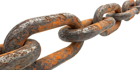 Fototapeta premium Close-Up of Rusty Metal Chain on White Background