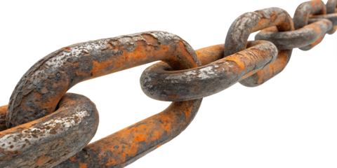 Close-Up of Rusty Metal Chain on White Background