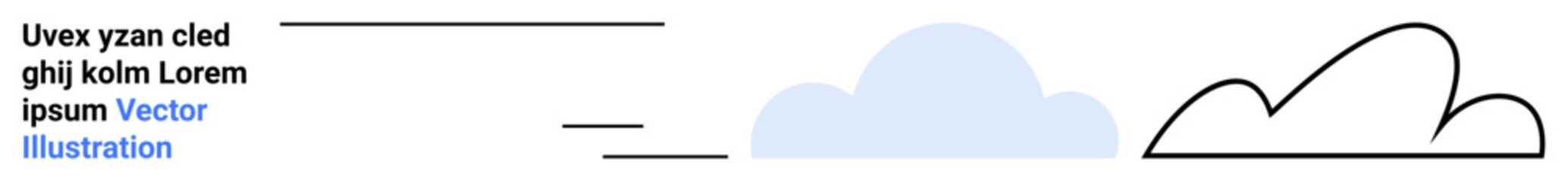 Blue solid and black outlined cloud with stylistic horizontal lines. Ideal for weather, data storage, abstract presentations, simplicity, minimalism, technology, and a clean, simple landing page