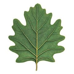 Fototapeta premium Close-up of a detailed green oak leaf on a transparent background