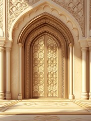 Obraz premium Ornate Golden Doors and Arches with Intricate Carvings in Palace