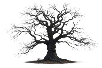Gnarled tree with bare branches standing in solitude