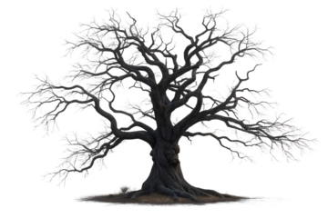 Gnarled tree with bare branches standing in solitude