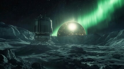 Lunar Research Station under Alien Aurora