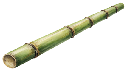 Bamboo Pole: A single, elongated bamboo pole stands out against a neutral backdrop, its verdant segments a symbol of resilience and natural simplicity.