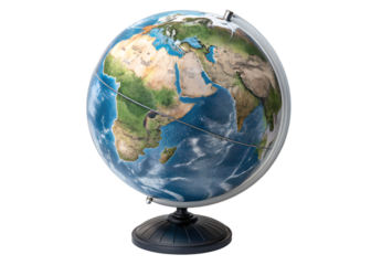 Detailed globe showcasing continents and oceans for educational use