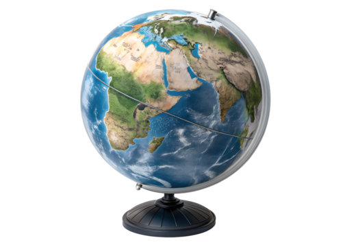 Detailed globe showcasing continents and oceans for educational use