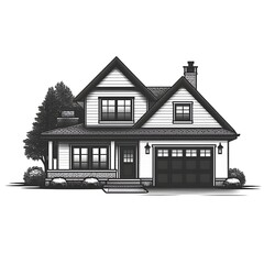 Elegant suburban home illustration with clear details high resolution picture