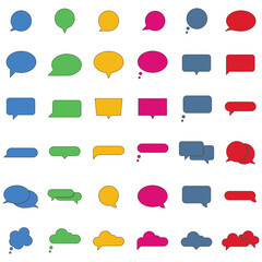 Speech bubbles outline color icon set, vector illustrator