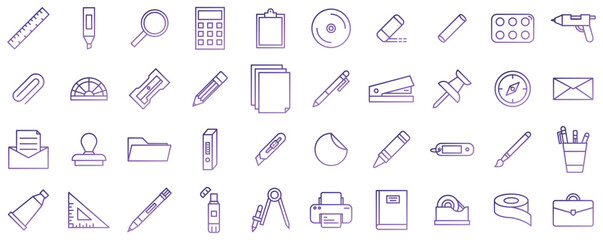 Stationery Gradient icon set, vector illustrator