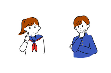 悩んでいる中学生のイラスト
