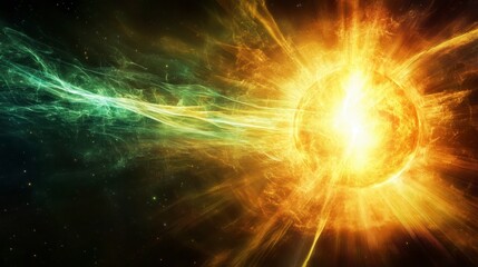 Fototapeta premium Celestial Explosion A Glowing Nebula and Star Burst in Space