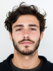 Obraz premium Young man with curly hair and beard