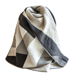 Quilted Scarf with Geometric Print in Muted Shades Isolated on Transparent Background