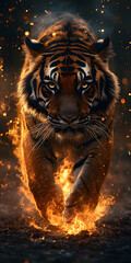 tigre firewalking listras fundo preto wallpaper smartphone