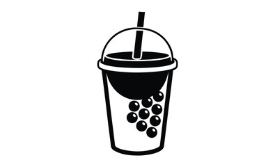 bubble tea black icon drink silhouette