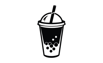 bubble tea black icon drink silhouette
