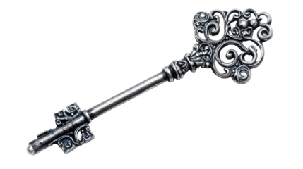 old key on white background