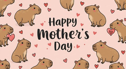 Fototapeta premium Capybara Mother's Day Delight AI Generated