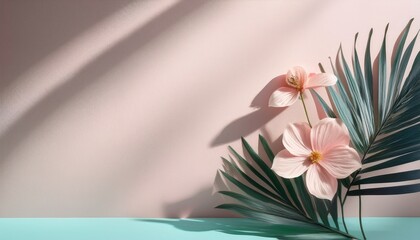 pastel shadow background aesthetic leaves and flower