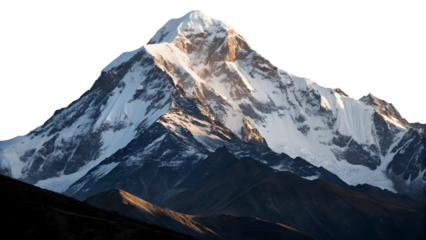 Majestic snow capped mountain peak under bright sky