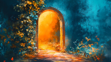Mysterious passageway to another realm. Forsaken Realm. Illustration