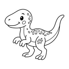 Smiling cartoon dinosaur illustration for coloring books, perfect for kids crafts and learning fun