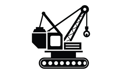 Crawler crane vector icon silhouette