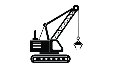 Crawler crane vector icon silhouette