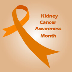  Orange ribbon. Kidney cancer awareness Month on orange background. Vector illustration Not AI generated
