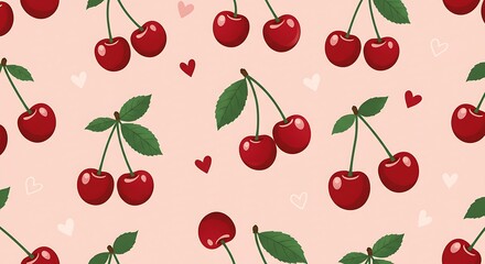 Sweet Cherry Blossom Pattern Delightful Pink Hues AI Generated