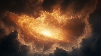 Celestial Vortex A Glowing Nebula in Deep Space