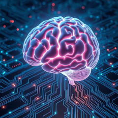 Artificial Intelligence Brain with Neural Network and Futuristic Technology Concept