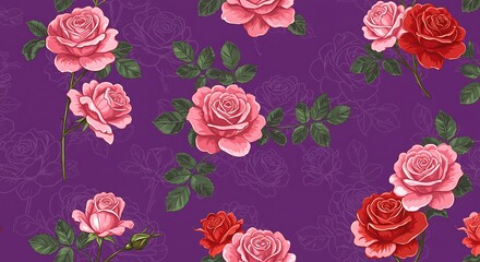 Crimson & Blush on Amethyst AI Generated