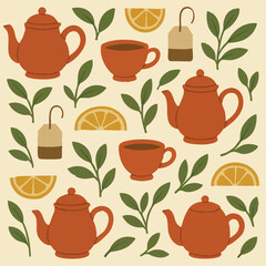 Tea Time Print Design in Vector