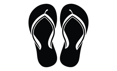 flip flops black vector icon silhouette
