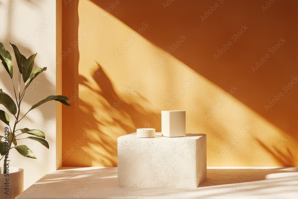 Aufkleber abstract scene featuring objects and natural light with shadows