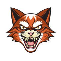 cat head mascot vector illustration furious cat design
