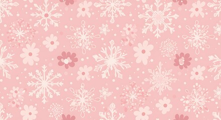 Pink Winter Wonderland Delicate Snowflakes Pattern AI Generated