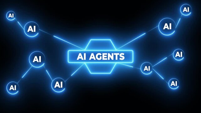 Multi function for Agentic AI technology motion background. Multi agent AI systems, Automate daily Tasks Smart AI solutions improve efficiency, Automate repetitive work.